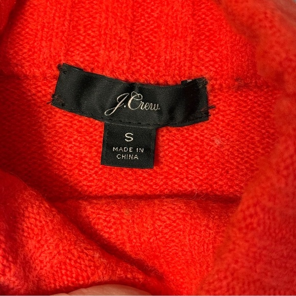 J. Crew Colorblock Mockneck Wool Blend Sweater Orange/Red Tan Small #1740 - Picture 7 of 8